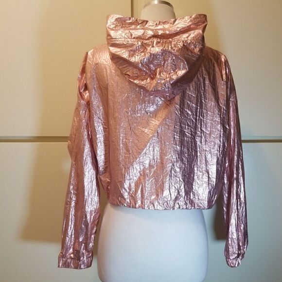 Kaylee Kollection Pink Lame Nylon Windbreaker, S - Picture 6 of 6